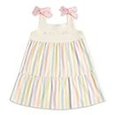 Haus and Kinder 100% Cotton Baby Girl Frocks and Dresses | Sleeveless Girl Dress for Casual Wear | Soft and Breathable Fabric | Adorable Off-White Dress for Girls 9-12 Months | Stripes