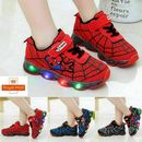 Children Kids Boys Girls Spiderman LED Trainers Shoes Flashing Light Up Sneakers