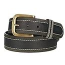 Paul & Taylor Mens Big & Tall Two Tone Bridle Belt with Removable Buckle, Black, 46