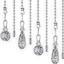 4 Pieces Ceiling Fan Pull Chain Vintage Hollow Fan Danglers Light Pull Chain Extension 13 Inch Lamp Pulls Chain Extender with Ball Connector Chain for Ceiling Fan Light Decoration(Silver Color)