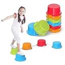 Special Supplies Balance Buckets Stepping Stones for Kids, 8 Pc. Set, Non-Slip Textured Surface and Slip Resistant Floor Rubber Edges, Promote Agility, Strength, Active Play