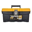 TOUGH MASTER Tool Box Professional Heavy Duty Black & Yellow DIY Large16 inch/41cm Portable Mobile Tool Chest Storage Organiser with Removable Tote Tray