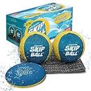 Activ Life Skip Ball, 2 Pack, Water Skipping Ball, Skip Balls for Swimming Pools, Pool Ball and Pool Toy for Kids, Easter Basket Stuffer Gift for Kids,Yellow/Cyan (With Skip Disc)