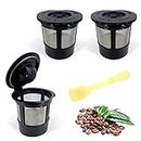 Reusable Coffee Pods,3Pack Reusable Coffee Filter Cups，Refillable K Cup pods for K1.0&2.0 Coffee Machine Makers with Spoon Brush