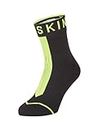 SEALSKINZ Standard Waterproof All Weather Ankle Length Sock with Hydrostop, Black/Neon Yellow, Small