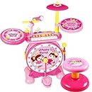 2-in-1 Kids Musical Instrument, Piano Keyboard & Rock Roll Jazz Drum Set,Electronic Toys Gifts for 3 4 5 6 7 8 Years Old Children Boys Girls, w/Microphone,Stool,Sing-Along,MP3,Record & Play.etc