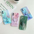 Marble Soft Case Stand Holder Phone Cover For iPhone 14 11 13 Pro Max 12 7 8 XR