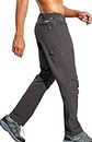 Haimont Men’s Hiking Pants with Elastic Waist Soft Cargo Pockets Ripstop Nylon Travel Pants Quick Dry & Moisture Wicking, Graphite Grey L
