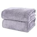MOONQUEEN 2 Pack Premium Bath Towel Set - Quick Drying - Microfiber Coral Velvet Highly Absorbent Towels - Multipurpose Use as Bath Fitness, Bathroom, Shower, Sports, Yoga Towel (Grey)