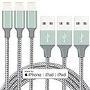 Marchpower iPhone Charger Cord - MFi Certified Lightning Cable 3Pack 6ft USB-A Fast Charging Durable Nylon Braided iPhone 14 13 12 Mini Pro Max SE(2020) 11 Xs XS XR X 8 7 6 5 Plus iPad iPod AirPods