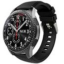 TiMOVO Band Compatible with Samsung Gear S3 Frontier/Galaxy Watch 3 45mm/Galaxy Watch 46mm, 22mm Soft Silicone Strap fit S3 Classic/Huawei Watch GT3 46mm/GT/GT2 46mm/Ticwatch Pro 3 - Black