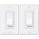 [2 Pack] BESTTEN Dimmer Light Switch, Universal Lighting Control, Single Pole or 3 Way, Compatible with LED Dimmable Lamp, CFL, Incandescent, Halogen Bulb, Wallplate Included, White