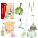 CUTE STONE Toddler Cleaning Set, Kids Cleaning Toy Set Includes Kids Broom and Dustpan Set with Mop, Brush, Bucket, Scraper, Play Housekeeping Gift, Kids Cleaning Set for Toddlers 3-5 Year Old