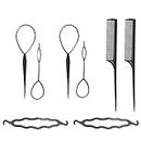 2 Set 8PCS Tail Hair Styling Tools, Ponytail Maker Fast Hair Braiding Tool Hair Accessories for Women Girls Black