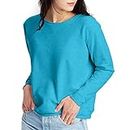 Hanes Womens Ecosmart V-notch Crewneck Sweatshirt, Fleece Pullover For, Bold Blue Heather, X-Large US