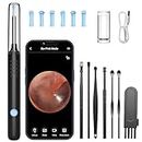 LMECHN Ear Wax Removal, Ear Cleaner with Camera, Ear Wax Removal Kit with 1080P, Ear Camera Otoscope with LED Light, Ear Cleaning Kit for iPhone, iPad, Android Phones-Black