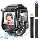 Laredas Kids Smart Watch-GPS Tracker for Kids,4G Unlocked Kids Cell Phone Watch with SIM Card,Support Wi-Fi Call Video/Voice Chat/Text/Line,Christmas Birthday Gifts for Kids 3-15 Boys Girls(Black)
