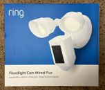 Ring - Floodlight Cam Plus Outdoor Wired 1080p Surveillance Camera - White NEW!!