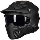 ILM Open Face Motorcycle 3/4 Half Helmet for Moped ATV UTV Cruiser Scooter Dirt Bike Motocross DOT ECE Model 726X (Matte Black, XL)