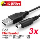3x USB Charger Charging Power Cable for Nintendo DSI 2DS 3DS 3DSXL NEW 3DSLL