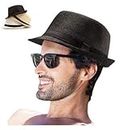 Verbier Vintage Unisex Fedora Hat/Trilby Fedora Hat/Western Cowboy Hats Men (Black)