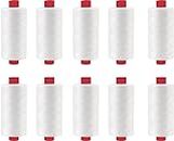White Thread for Stitching 1000 Meter/Spool 100% Spun Polyester Thread Fits in Any Machine Fast Color Strong and Durable Used for Tailoring, Sewing, Art & Craft Pack of 10 (White)