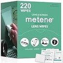 Metene Lens Cleaning Wipes, 220 PCS Individually Wrapped Glasses Wipes, Pre-Moistened Lens Wipes, Great for Eyeglasses, Camera Lens, Tablets, TV, Phone, Computer Screen, Car Rearview Mirror and More