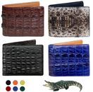 Leather Mens Wallet Business Bifold Purse Alligator Skin Handcrafted Secure Gift