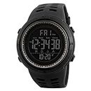 SKMEI Men's Digital Sports Watch 50m Waterproof LED Military Multifunction Smart Watch Stopwatch Countdown Auto Date Alarm (Black)