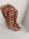 Miranda Lambert Candice Western Brown Suede & Leather Boots Size 8.5 Cowgirl