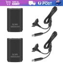 2X Rechargeable Battery USB Charger Cable Pack For Xbox 360 Wireless Controller
