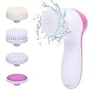 R A PRODUCTS Facial Kit Battery Powered Multifunctional Beauty Care Brush Deep Clean 5 in 1 Facial Cleaner Relief for Face Massage (Pink)