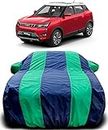 MOTROX Car Cover Compatible with Mahindra XUV 300 with Mirror Pocket Triple Stitched Bottom Elastic Water Resistant UV Protection & Dustproof Car Cover-Blue & Green