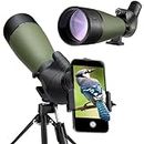 Gosky Updated 20-60x80 Spotting Scope with Tripod, Phone Adapter and Carrying Bag - BAK4 Angled Scope for Target Shooting Hunting Bird Watching Wildlife Scenery