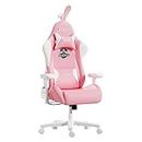 AutoFull C2 Pink Bunny Gaming Chair Cute Kawaii Gamer Chair for Girl Ergonomic Computer Gaming Chair with Lumbar Support PU Leather High Back Racing Gaming Chairs
