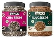 Zwack Combo Of Chia and Flax Seeds |Edible Seeds |For Healthy Superfoods Snack Eating and Immunity Booster, For Fitness, Health, Diet and Nutrition