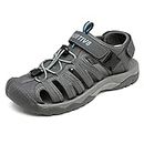 NORTIV 8 Men's Sandals, Closed Toe Athletic Sport Sandals, Mens Summer Shoes, Lightweight Trail Walking Sandals for Men Grey/Blue Size 11 US SNAS222M