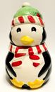 Penguin Ceramic Cookie Jar by David's Cookies Cute and Colorful 9 inches tall.