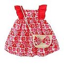 Haokaini Baby Mädchen Sommer Kleidung Puppenhalsband Blumenmuster Erdbeere Prinzessin Sommerkleid Umhängetasche