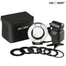 K&F Concept E-TTL Macro Ring Light Flash Speedlite+6pcs Adapter Rings for Canon