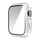 Kasituny Watch Protective Case Rhinestone -fall Plating PC Smart Watch Tempered Film Screen Protector Shell for Apple Watch 7