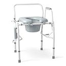 Medline Drop Arm Commode Chair for Adults and Seniors, Padded Seat, Removable Pail, Splash Guard, Drop-Down Arms, 350 lb. Weight Capacity