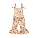 Infant Toddler Baby Girl Romper Jumpsuit Sleeveless Halter Floral One Piece Outfit Bell Bottom Overalls Summer Clothes, Light Yellow, 6-12 Months