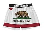 BRIEF INSANITY California Love Bear Boxer Brief (S-XXL) Animal Bear Underwear Shorts, White, XX-Large