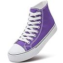 ZGR Womens High Top Canvas Sneakers,Lace-up Canvas Shoes,Casual Tennis Walking Shoes, Purple, 7