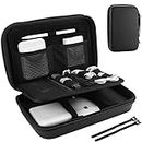 ProCase Hard Travel Electronic Organizer Case for MacBook Power Adapter Chargers Cables Power Bank Apple Magic Mouse Apple Pencil USB Flash Disk SD Card Small Portable Accessories Bag -Black