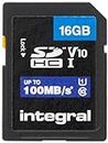 Integral 16GB SD card High Speed memory SDHC Up to 100MB/s V10 UHS U1