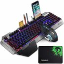 Full size Wired Keyboard and Mouse Set RGB LED Backlight USB PC Computer Desktop