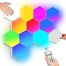 Hexagon Lights Remote Controlled, RGB LED Wall Lights Modular Light Panels Touch-Sensitive,DIY Geometric Gaming Lights with Stand, Infinitely Splicing for Gaming Room/Living Room/Bedroom/TV, 6 Pack