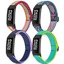 4 Pack Stretchy Band Compatible with Fitbit Charge 4 Band/ Charge 3 Band/ Charge 3 SE Smart Watch Wristbands for Women Men, Breathable Adjustable Loop Nylon Replacement Straps Elastic Charge 3 Wristbands for Women Men